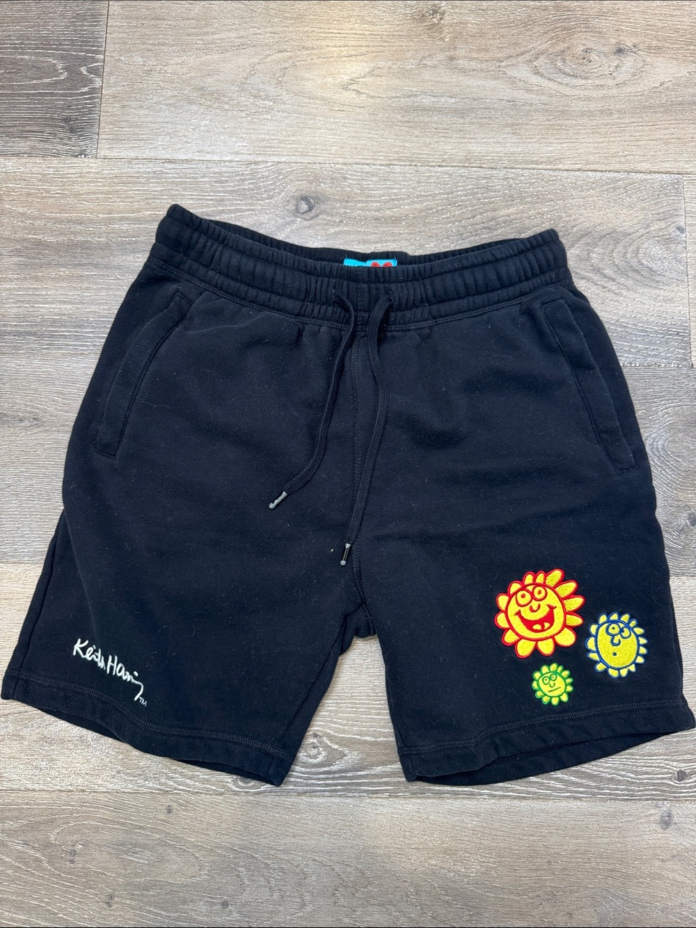 Keith Haring x Shoe Palace Black Athletic Sweatshorts with Sun Graphics 1341